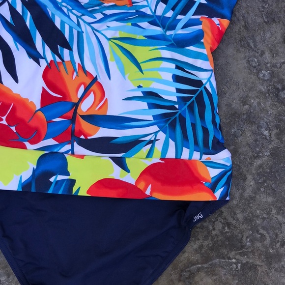 JAG one piece Suit Navy And white Floral Sz M - Picture 6 of 8